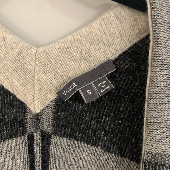 VINCE Cashmere Open Cardigan Womens Small Variegated Stripe Oversized Wool Blend - Picture 6 of 16